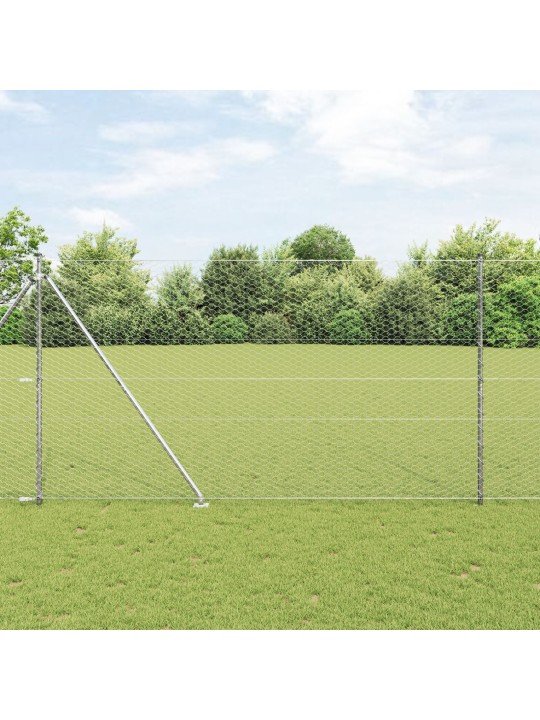 Hexagonální plot 1.6x50 m pozinkovaná ocel, sloupky plotu s hrotem 13 ks ø32 mm 180 cm pozinkovaná ocel