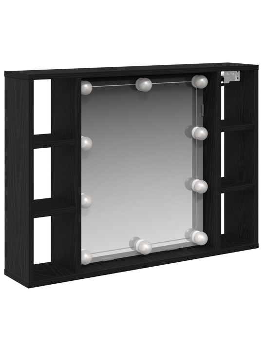 Led zrcadlový kabinet - černý dub - 76x15x55 cm - vyrobeno z inženýrského dřeva
