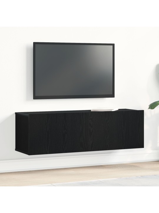 Černý dub nástěnný televizní stolek 100x30x30 cm vyrobený z inženýrského dřeva