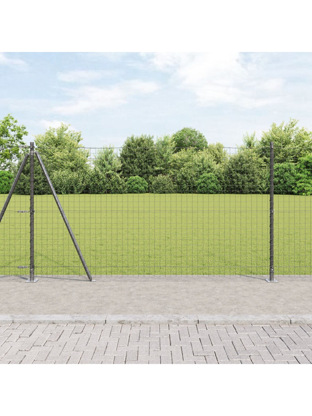 Sloupky plotu s základními deskami 7 ks ø32mm 68,5cm pozinkovaná ocel