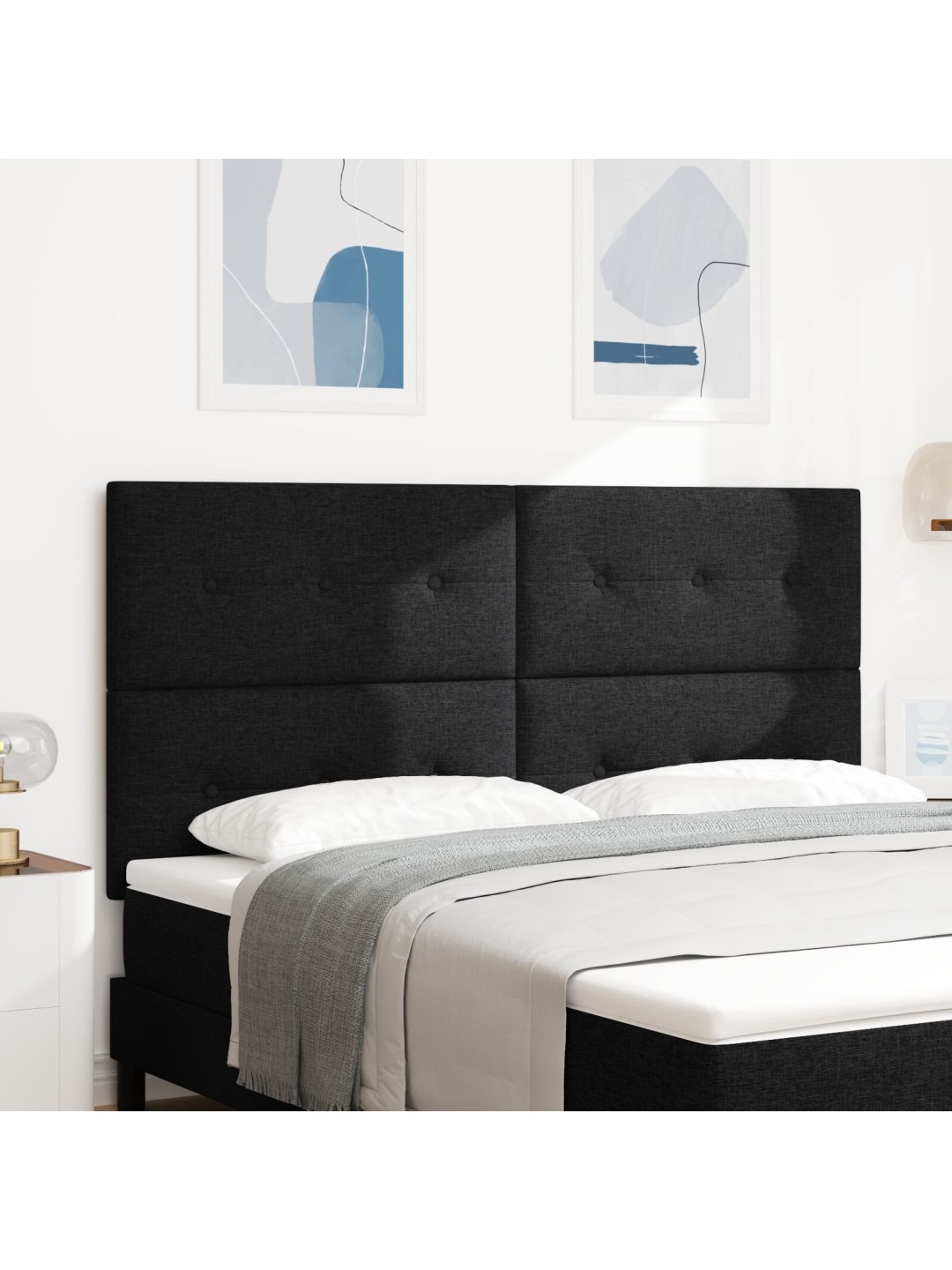 Hlava postele s knoflíkovým prošíváním černá 180 cm textil