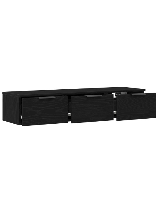 Černý dubový nástěnný skříň 102x30x20 cm vyrobený z inženýrské dřeviny