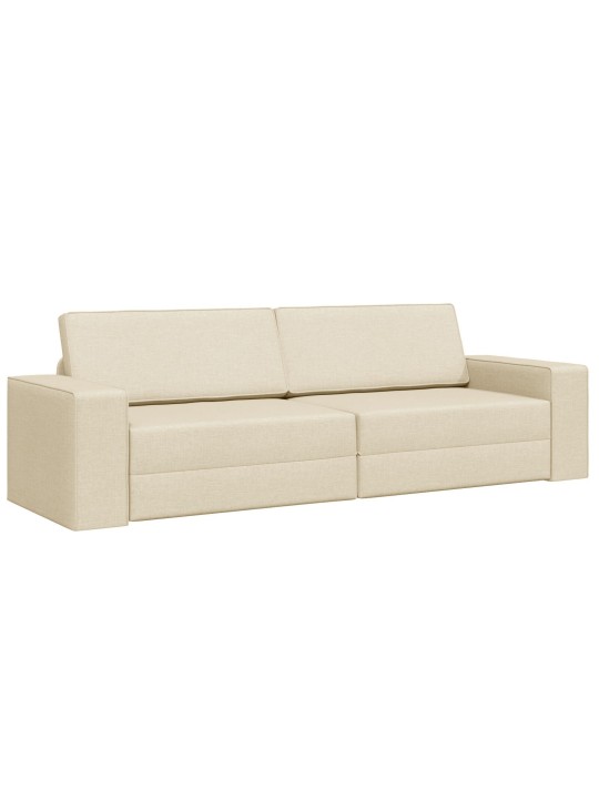 Podlahová pohovka postel 2 v 1 krémová 245x150x60.5 cm tkanina