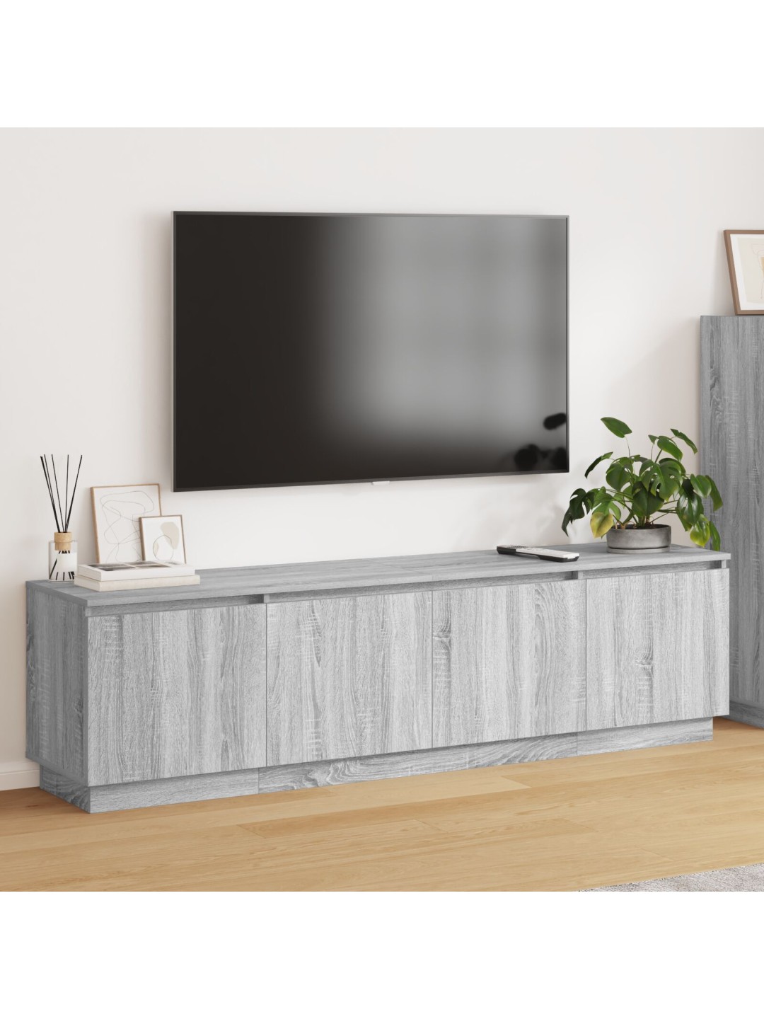 Tv skříň s led šedá sonoma 180x38x49 cm inženýrské dřevo