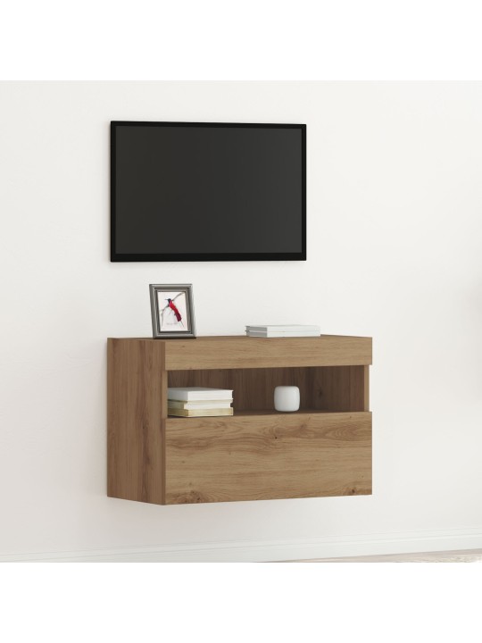 Tv stěnová skříň s led osvětlením artisan dub 60x30x40 cm