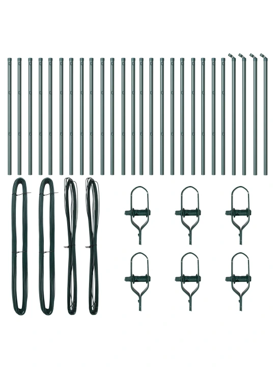 Plotové sloupky 26 ks zelená ø32 mm 80 cm pozinkovaná ocel