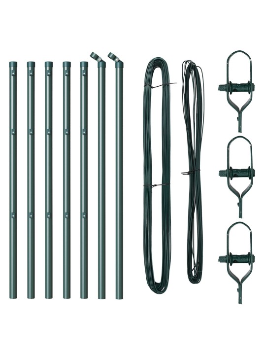Sloupky plotu 7 ks zelená ø32 mm 100 cm pozinkovaná ocel