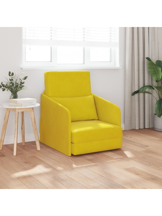 Pohovka na podlaze 2-v-1 žlutá 65x80x83 cm samet
