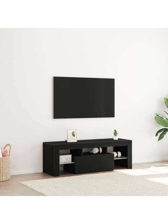 Tv skříň s led osvětlením, černý dub, 120x35x40 cm