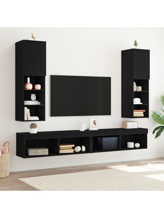 Tv skříň 2 ks černý dub 30,5x30x102 cm inženýrská dřevotříska