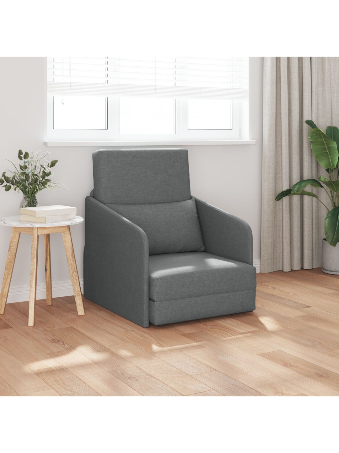 Pohovka na podlaze 2-v-1 tmavě šedá 65x80x83 cm látka