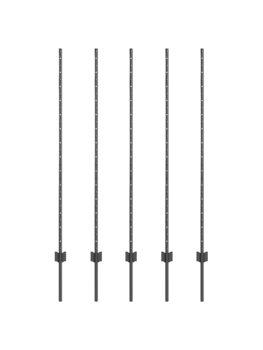 Plotové sloupky 10 ks u-tyč šedé 140 cm ocel