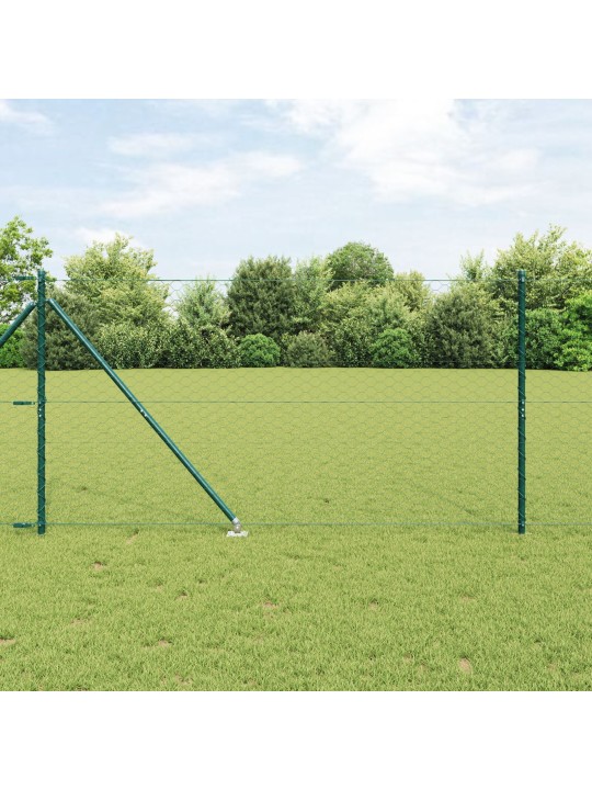 Hexagonální oplocení zelené 1,4x100 m ocel, oplocovací sloupky s hrotem 13 ks ø32 mm 160 cm pozinkovaná ocel