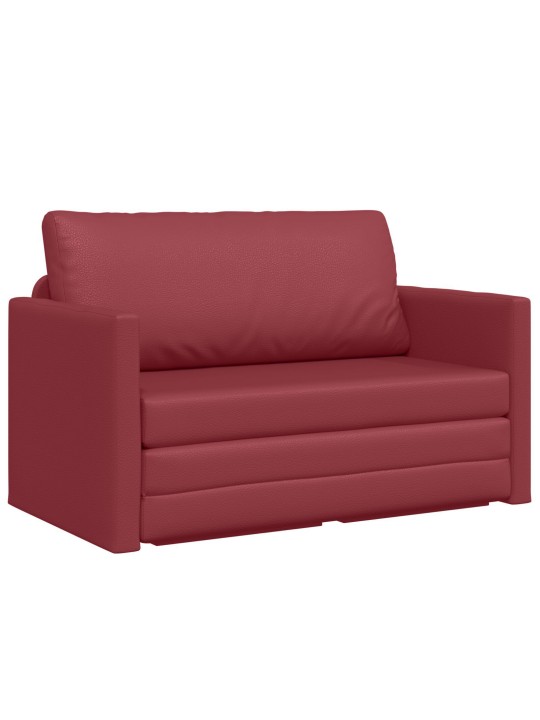 Podlahová rozkládací pohovka 2 v 1 vínově červená 124x71x78 cm umělá kůže