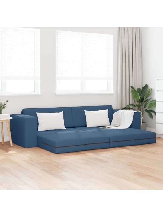 Podlahová rozkládací pohovka 2v1 modrá 245x150x60.5 cm textilie
