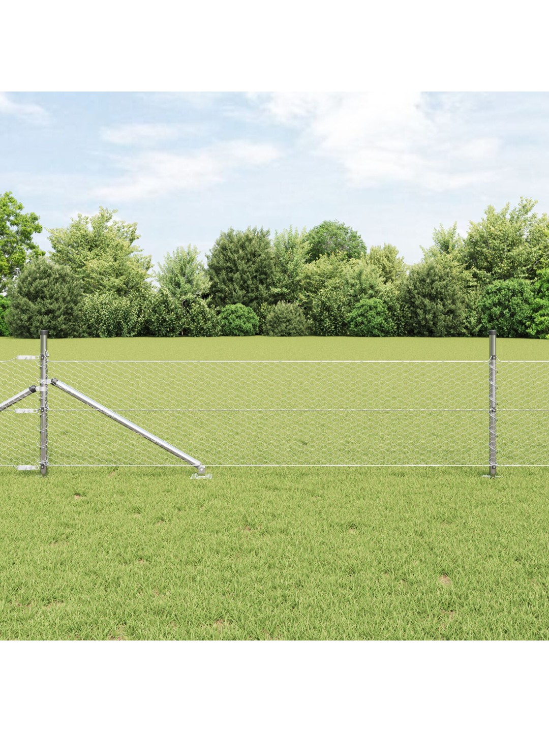 Hexagonální plot 0.5x10 m galvanizovaná ocel, plotové sloupky s hroty 7 ks ø32 mm 80 cm galvanizovaná ocel
