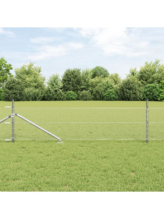 Hexagonální plot 0.5x10 m galvanizovaná ocel, plotové sloupky s hroty 7 ks ø32 mm 80 cm galvanizovaná ocel