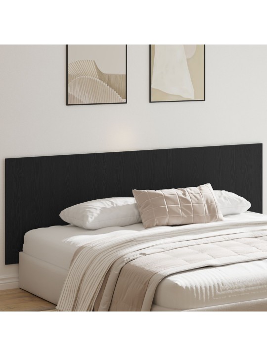Černé dubové nástěnné čelo postele 240x1.5x80 cm z kompozitního dřeva