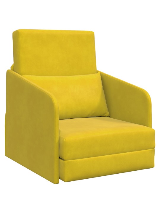 Pohovka na podlaze 2-v-1 žlutá 65x80x83 cm samet
