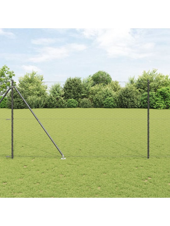 Hexagon plot šedý 1,6x10 m ocel, plotové sloupky s hrotem 7 ks ø32 mm 180 cm galvanizovaná ocel