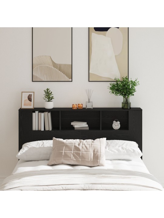 Černá dubová hlava s úložným prostorem - 160x19x104,5 cm vyrobeno z kompozitního dřeva