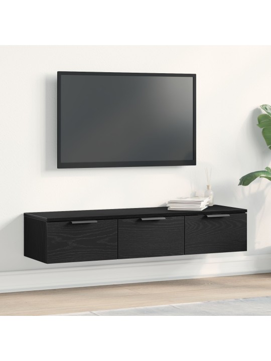 Černý dubový nástěnný skříň 102x30x20 cm vyrobený z inženýrské dřeviny