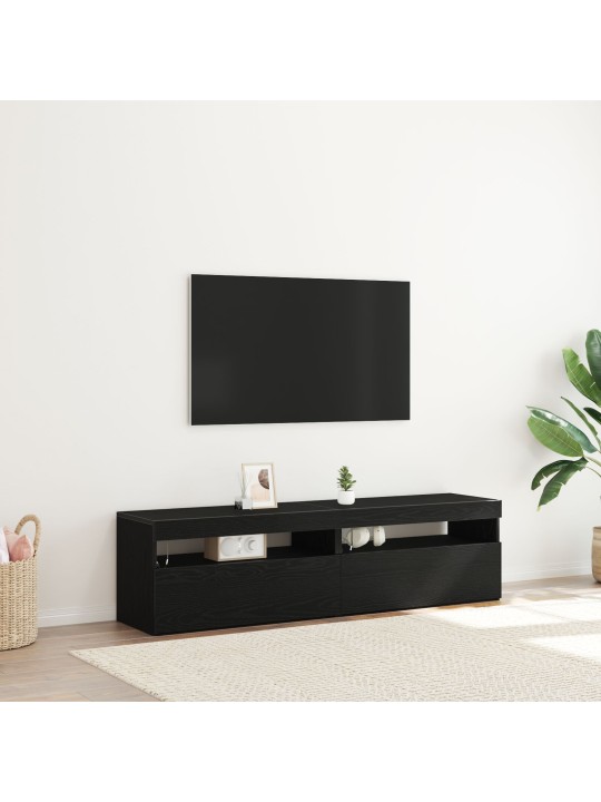 Tv stoly s led osvětlením 2 ks černý dub 75x35x40 cm dřevěný kompozit