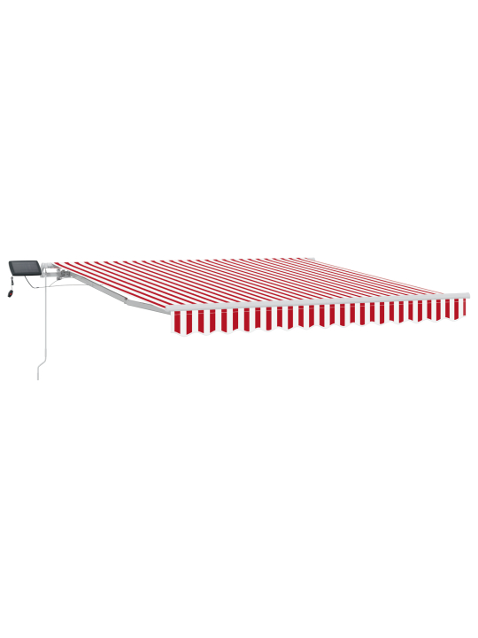 Ruční výsuvná markýza s led červená a bílá 300x250 cm