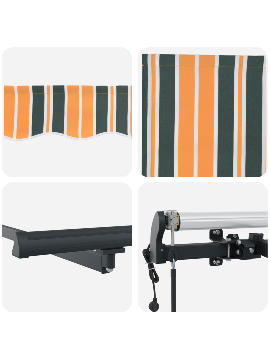 Automatická zasouvací markýza zelená a žlutá 300x250 cm, náhradní látka markýzy pro rám 3x2,5 m zelená a žlutá