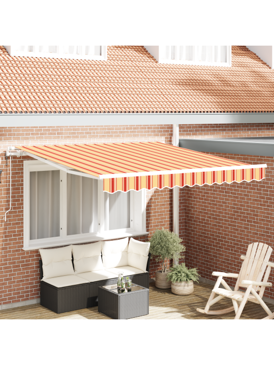 Automatická zasouvací markýza ve žluté a oranžové 350x250 cm