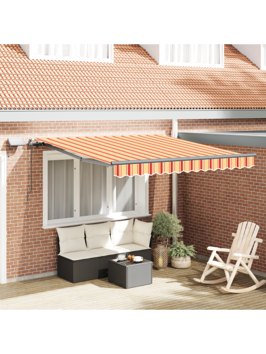 Manuální výsuvná markýza s led, žlutá a oranžová, 350x250 cm