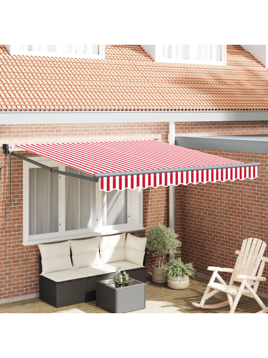 Automatická výsuvná markýza červené a bílé pruhy 350x250 cm