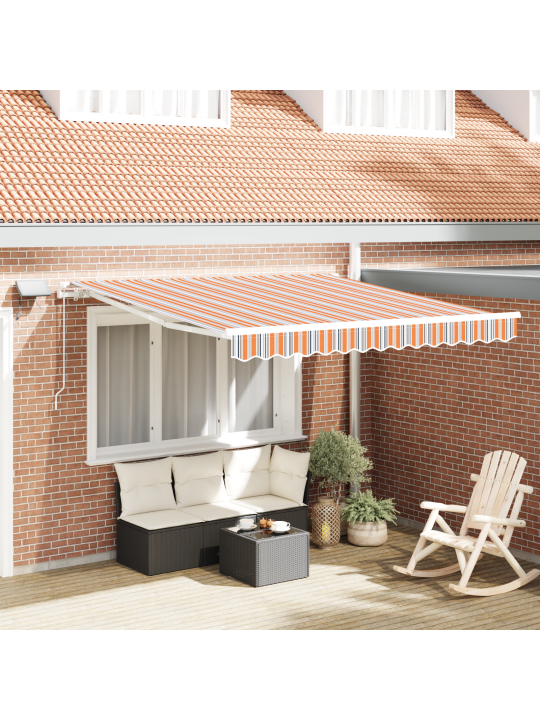 Manuální retrační markýza s led vícebarevné pruhy 350x250 cm