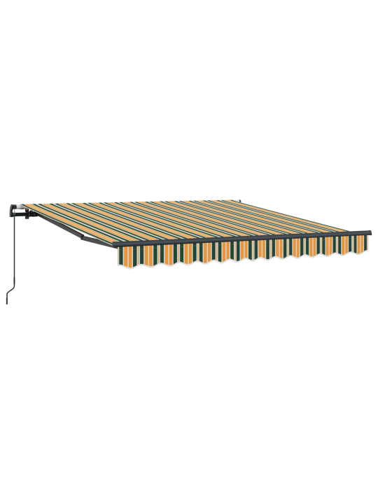Manuální výsuvná markýza zelená a žlutá 350x250 cm, náhradní tkanina markýzy pro rám 3.5x2.5 m zelená a žlutá