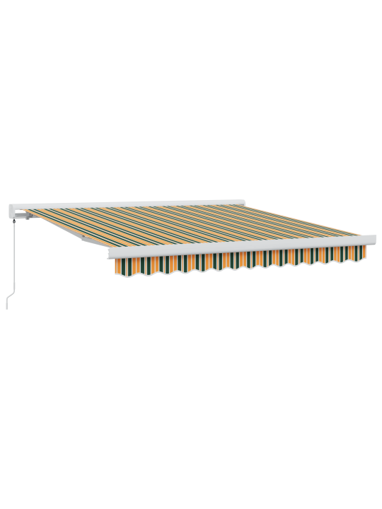 Ruční výsuvná markýza zelená a žlutá 350x250 cm, textilie pro náhradu markýzy pro rám 3.5x2.5 m zelená a žlutá