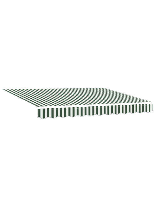 Ruční zasouvací markýza zelená a bílá 350x250 cm, náhradní látka markýzy pro rám 3.5x2.5 m zelená a bílá