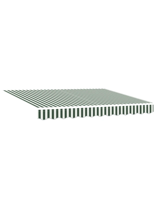 Ruční zasouvací markýza zelená a bílá 350x250 cm, náhradní látka markýzy pro rám 3.5x2.5 m zelená a bílá
