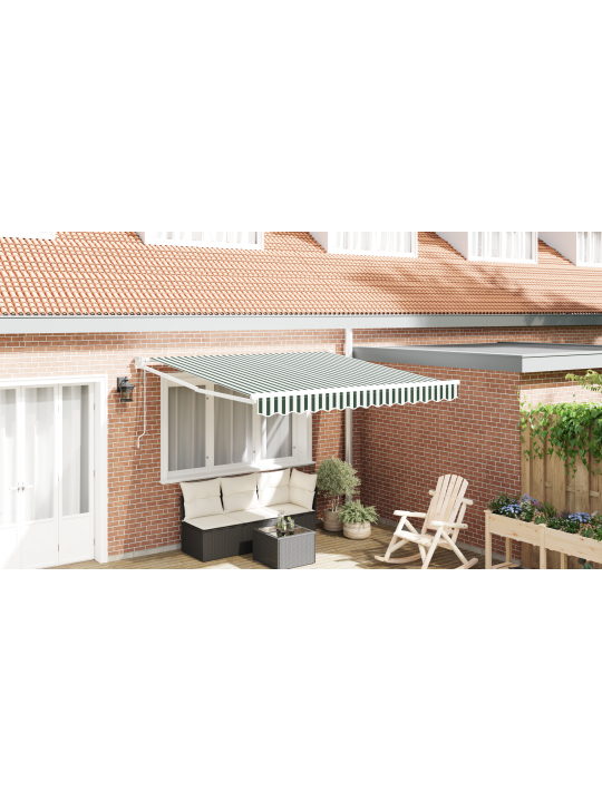 Automatická zasouvací markýza zeleno-bílá 350x250 cm, náhradní tkanina pro markýzu 3.5x2.5 m zeleno-bílá