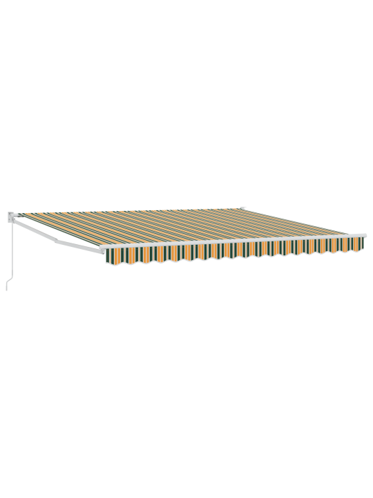 Ruční vysuvná markýza zelená a žlutá 400x300 cm, náhradní tkanina pro markýzu 4x3 m zelená a žlutá