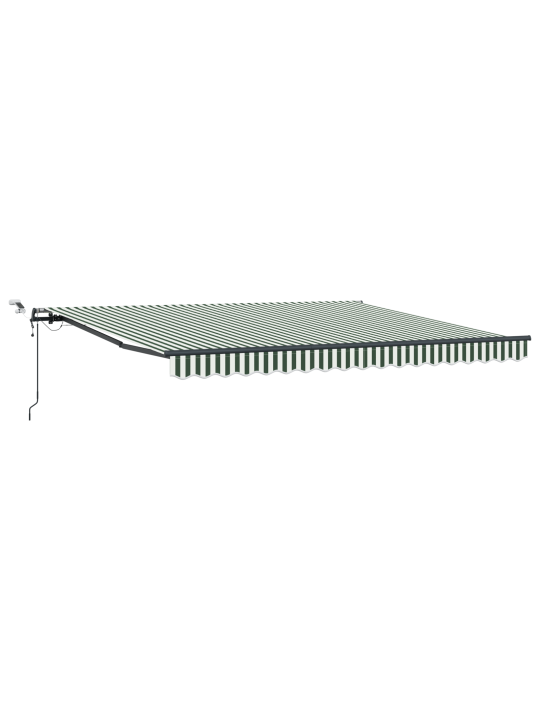 Automatická výsuvná markýza s led, zelená a bílá 400x300 cm, náhradní látka pro markýzu 4x3 m, zelená a bílá