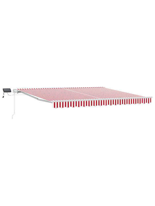 Ruční zasouvací markýza s led červenými a bílými pruhy 400x350 cm
