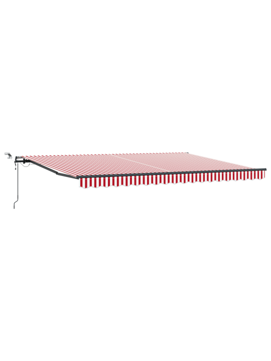 Automatická zasouvací markýza s led červená a bílá pruh 450x300 cm