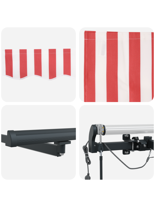 Automatická výsuvná markýza s led červeným a bílým pruhem 450x350 cm