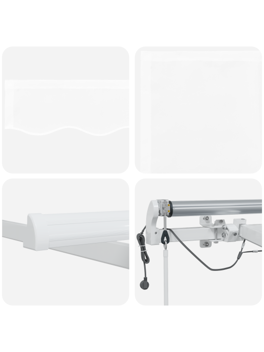 Automatická vysuvná markýza s led bílá 450x350 cm, náhrada tkaniny pro rám 4,5x3,5 m bílá