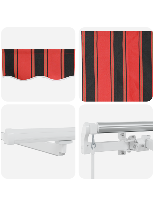Ruční zasouvací markýza s led v oranžové a hnědé, 500x300 cm