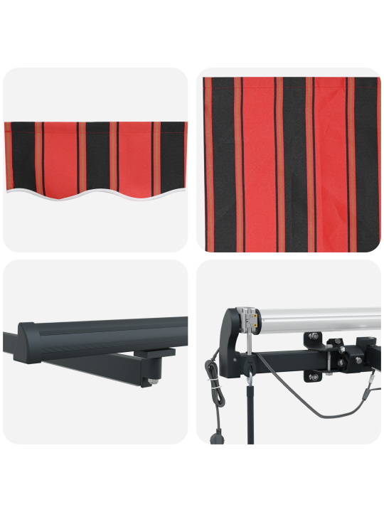 Automatická zasouvací markýza s led v purpurové a hnědé, 500x300 cm