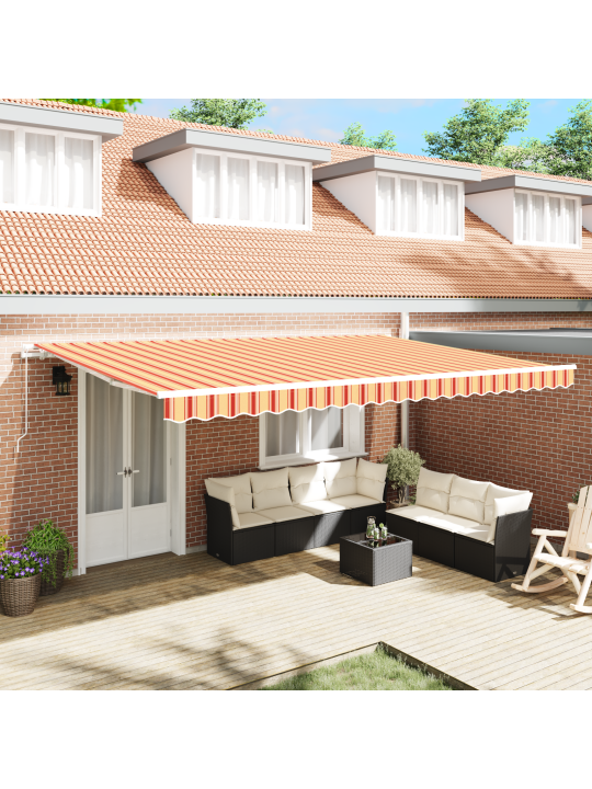 Manuální výsuvná markýza v oranžové a žluté 500x350 cm