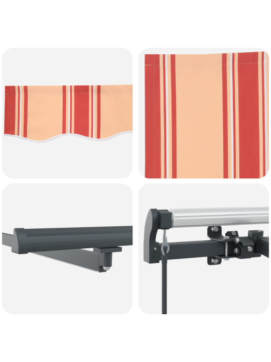Manuální zatahovací markýza s led žlutá a oranžová 600x300 cm