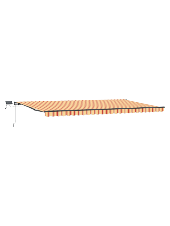 Manuální zatahovací markýza s led žlutá a oranžová 600x300 cm