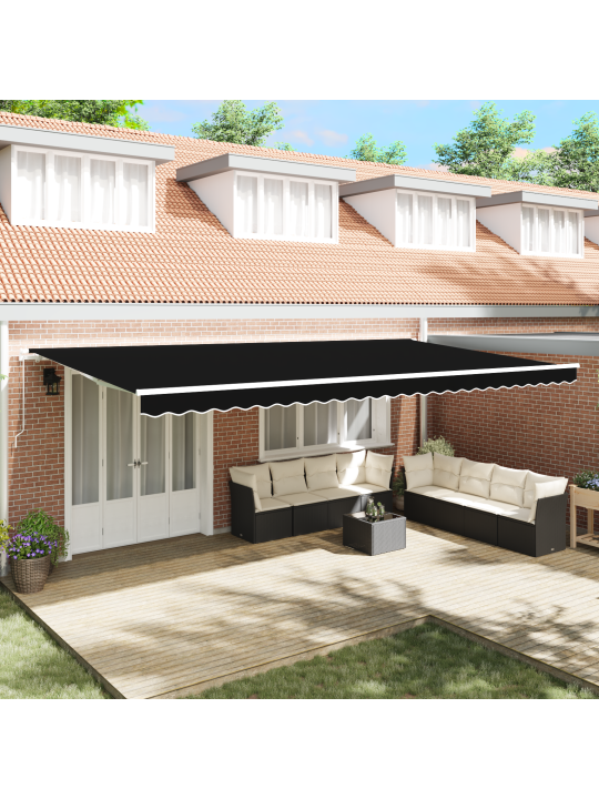 Ruční výsuvná markýza černá 600x300 cm, náhradní látka pro rám 6x3 m černá